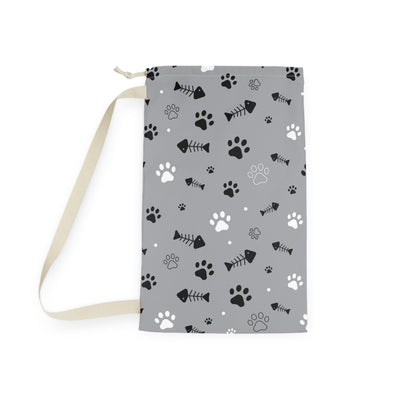 Pet-Themed Laundry Bag: Paws & Fish Design, Cute Laundry Bag, Dog Lover Gift, Cat Owner Accessory, Cozy Home Organizer