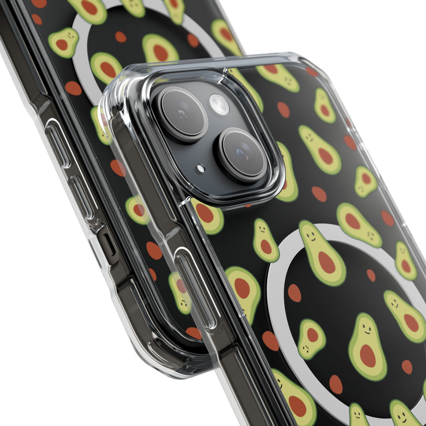 Playful Avocado Magnetic Clear Phone Case - Fun & Quirky Design