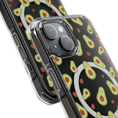 Playful Avocado Magnetic Clear Phone Case - Fun & Quirky Design