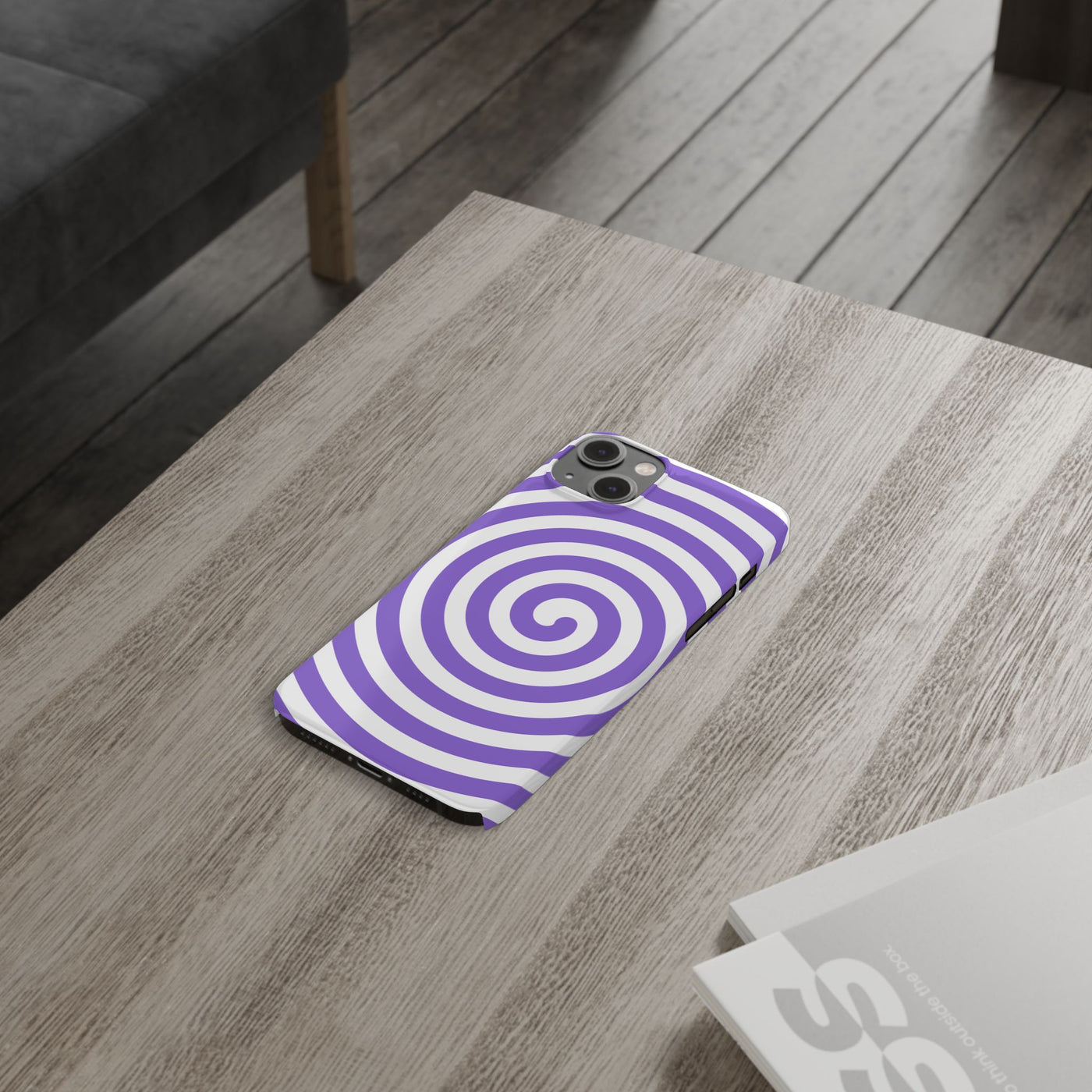 Trendy Purple Spiral Slim Phone Case - Stylish Protection for Your Device