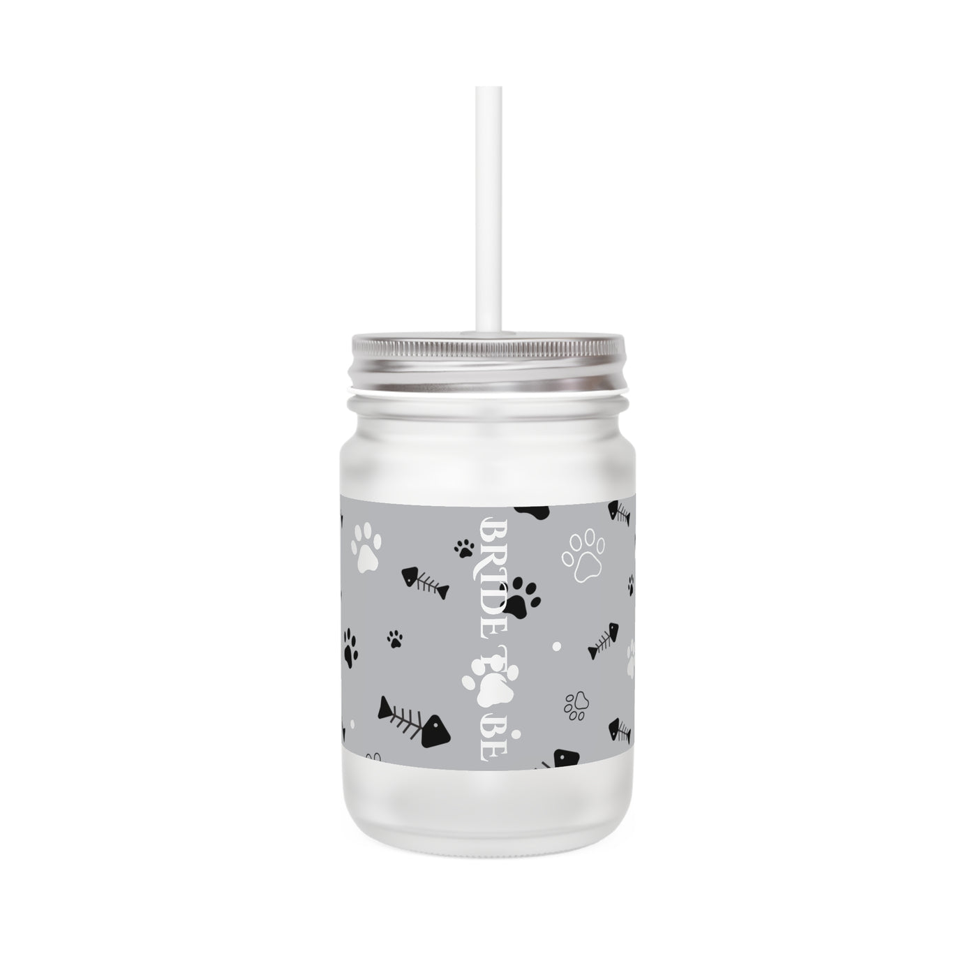 Pet-Themed Mason Jar with Straw - Perfect for Dog Lovers & Bridal Parties