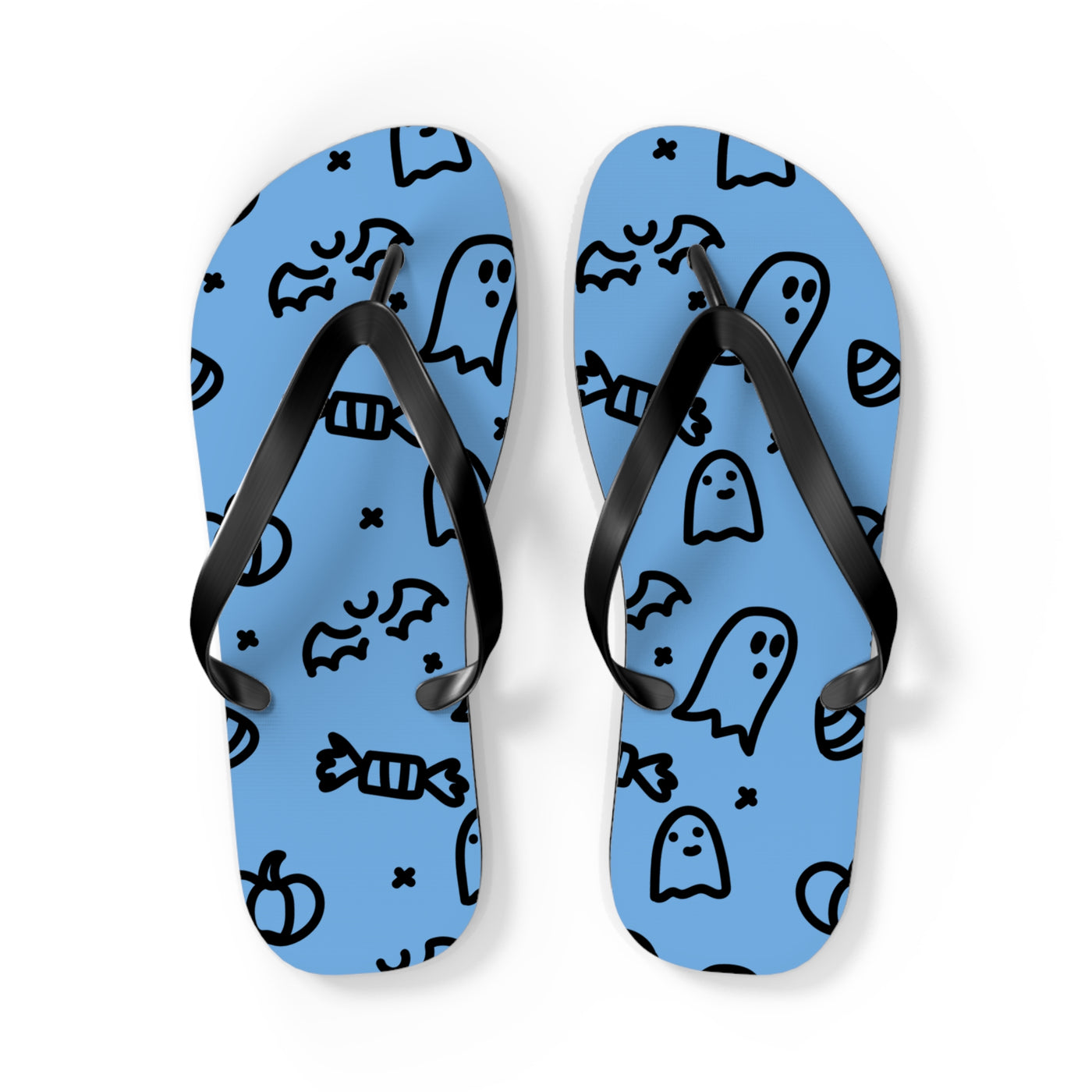 Fun Halloween Flip Flops - Ghosts and Bats Design