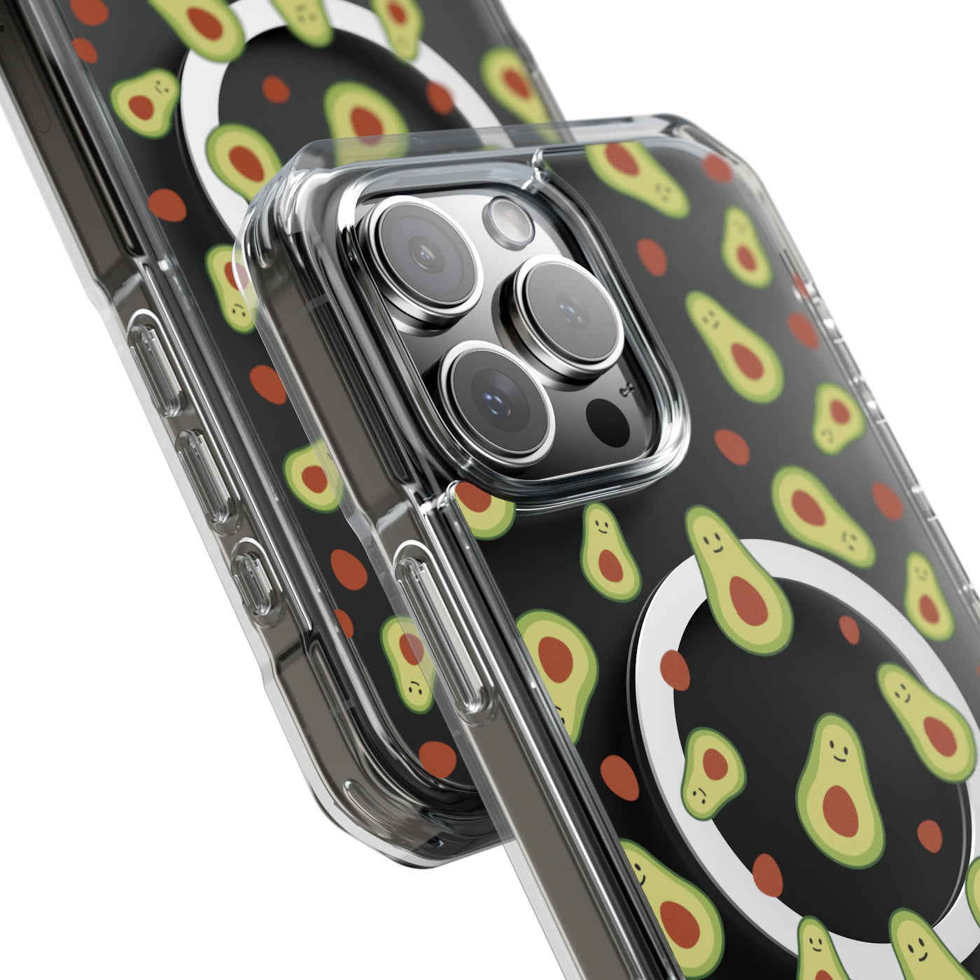 Playful Avocado Magnetic Clear Phone Case - Fun & Quirky Design