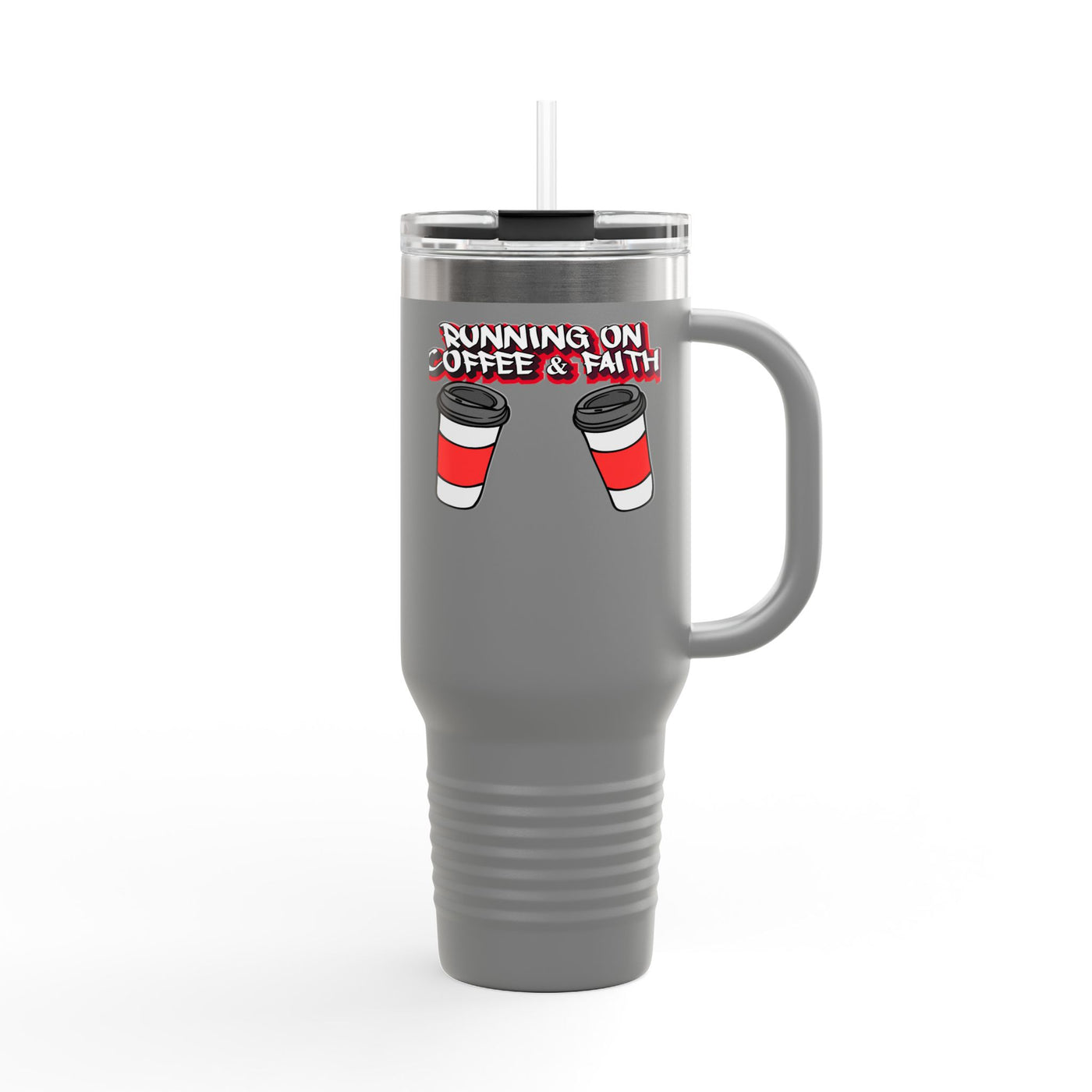 Running on Coffee & Faith Insulated Travel Mug - 40oz Coffee Lover's Companion