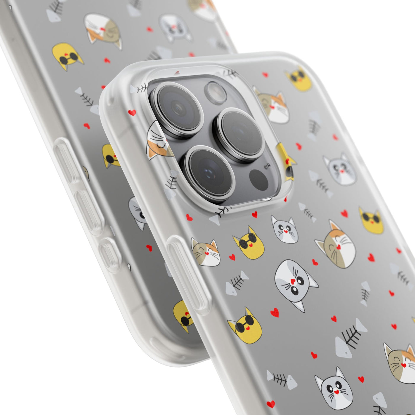Cute Cat Flexi Phone Case - Adorable Kittens with Hearts and Sunglasses