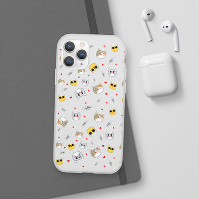 Cute Cat Flexi Phone Case - Adorable Kittens with Hearts and Sunglasses