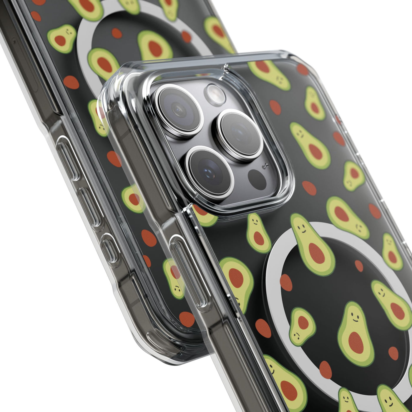 Playful Avocado Magnetic Clear Phone Case - Fun & Quirky Design
