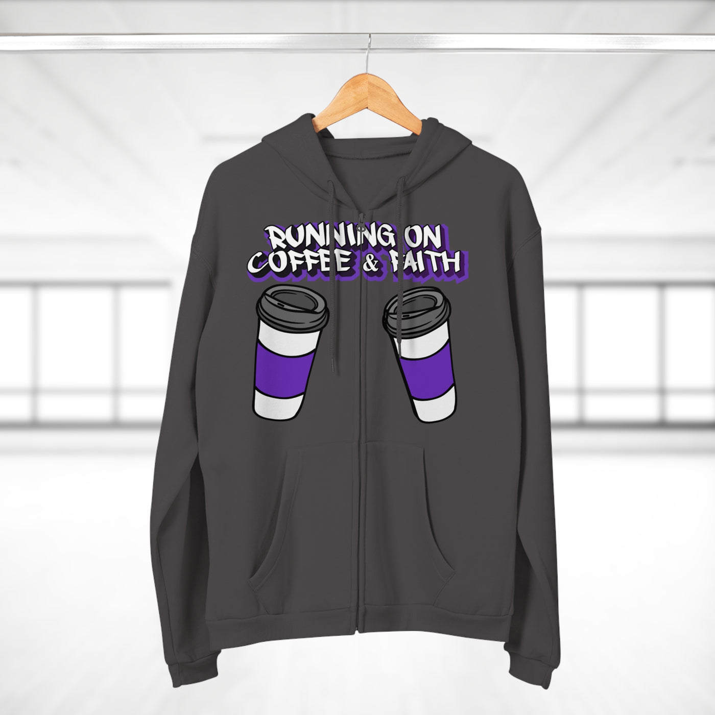 Running on Coffee & Faith Unisex Hooded Zip Sweatshirt