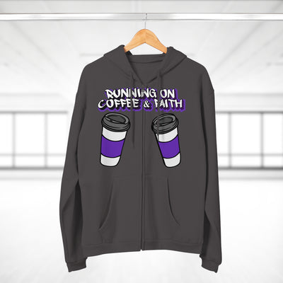 Running on Coffee & Faith Unisex Hooded Zip Sweatshirt