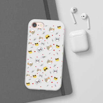 Cute Cat Flexi Phone Case - Adorable Kittens with Hearts and Sunglasses