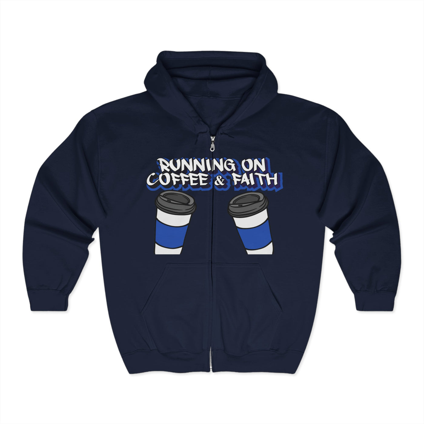 Unisex Zip Hoodie - Running on Coffee & Faith