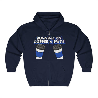 Unisex Zip Hoodie - Running on Coffee & Faith