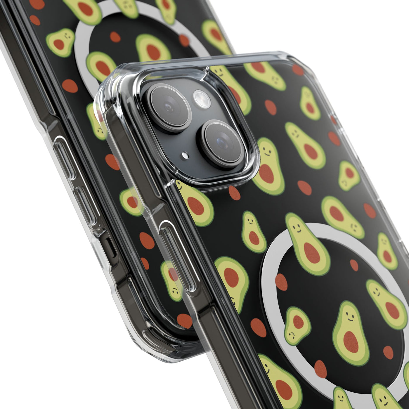 Playful Avocado Magnetic Clear Phone Case - Fun & Quirky Design