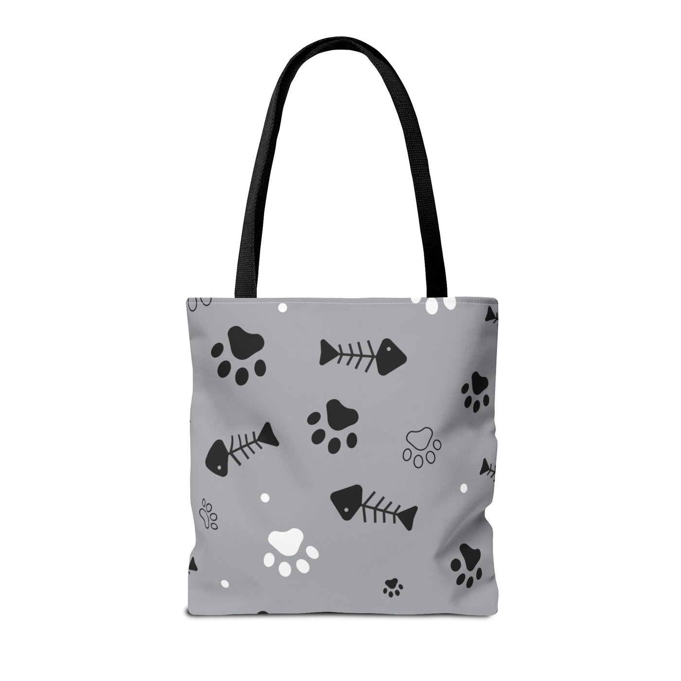 Cute Pet-Themed Tote Bag with Paws and Fish Design