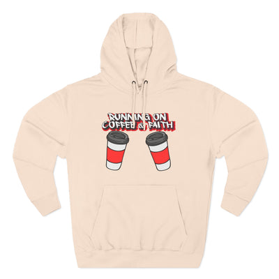Running on Coffee & Faith Fleece Hoodie - Cozy Pullover for Coffee Lovers