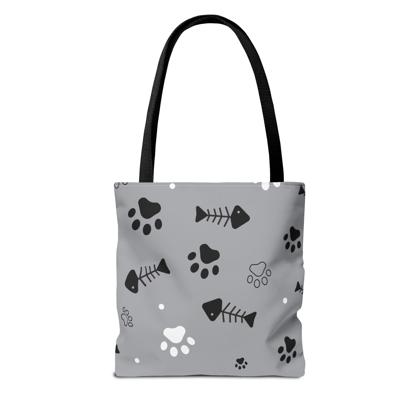 Cute Pet-Themed Tote Bag with Paws and Fish Design