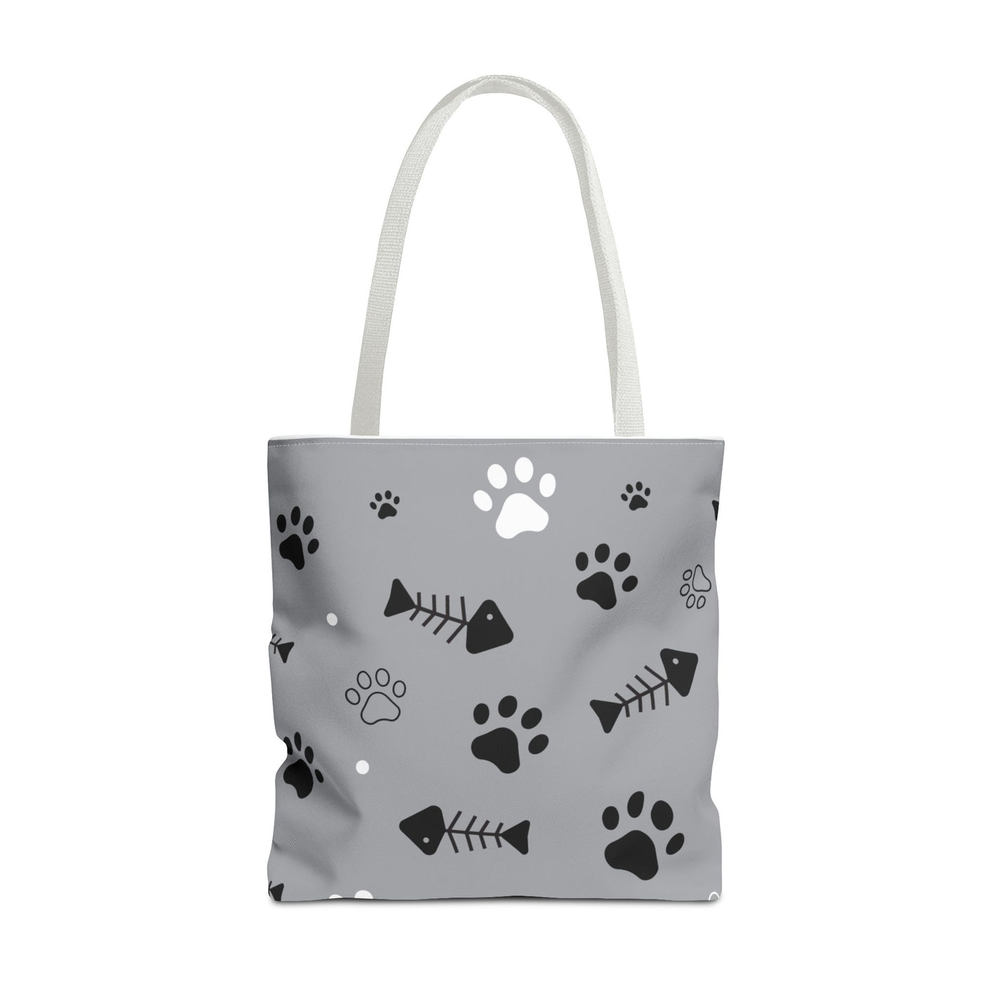 Cute Pet-Themed Tote Bag with Paws and Fish Design