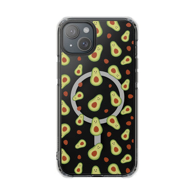 Playful Avocado Magnetic Clear Phone Case - Fun & Quirky Design