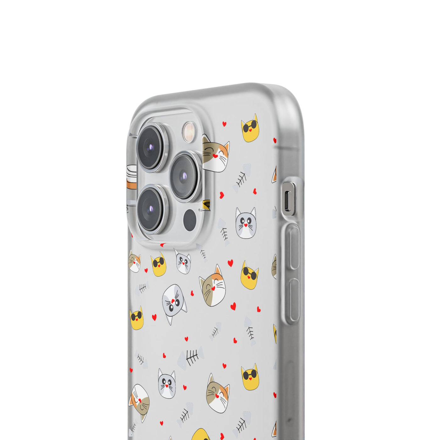 Cute Cat Flexi Phone Case - Adorable Kittens with Hearts and Sunglasses
