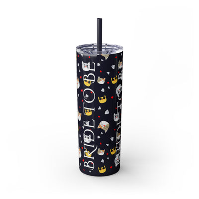 Cute Cat Skinny Tumbler with Straw - 20oz, Funny Drinkware, Pet Lover Gift, Birthday Present, Valentine's Day, Travel Mug