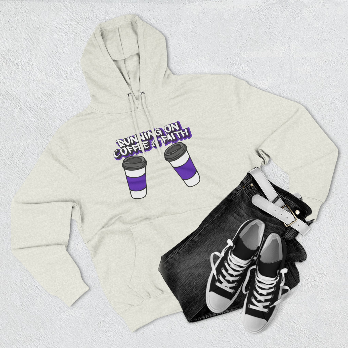 Coffee & Faith Fleece Hoodie, Cozy Sweatshirt, Gift for Coffee Lovers, Inspirational Hoodie, Casual Outfit for Fall