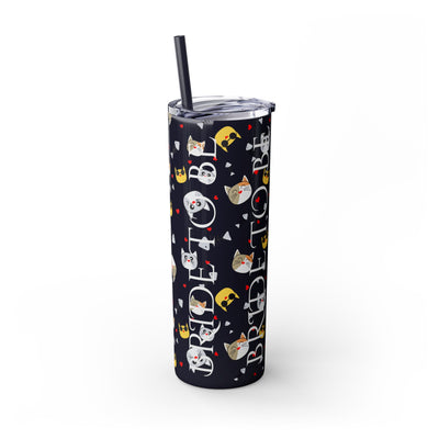 Cute Cat Skinny Tumbler with Straw - 20oz, Funny Drinkware, Pet Lover Gift, Birthday Present, Valentine's Day, Travel Mug