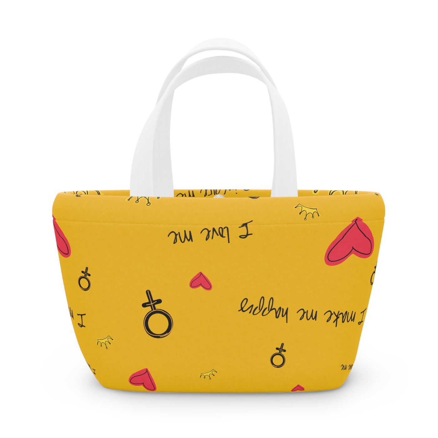 Happy Vibes Lunch Bag - Fun Yellow Tote for Daily Meals