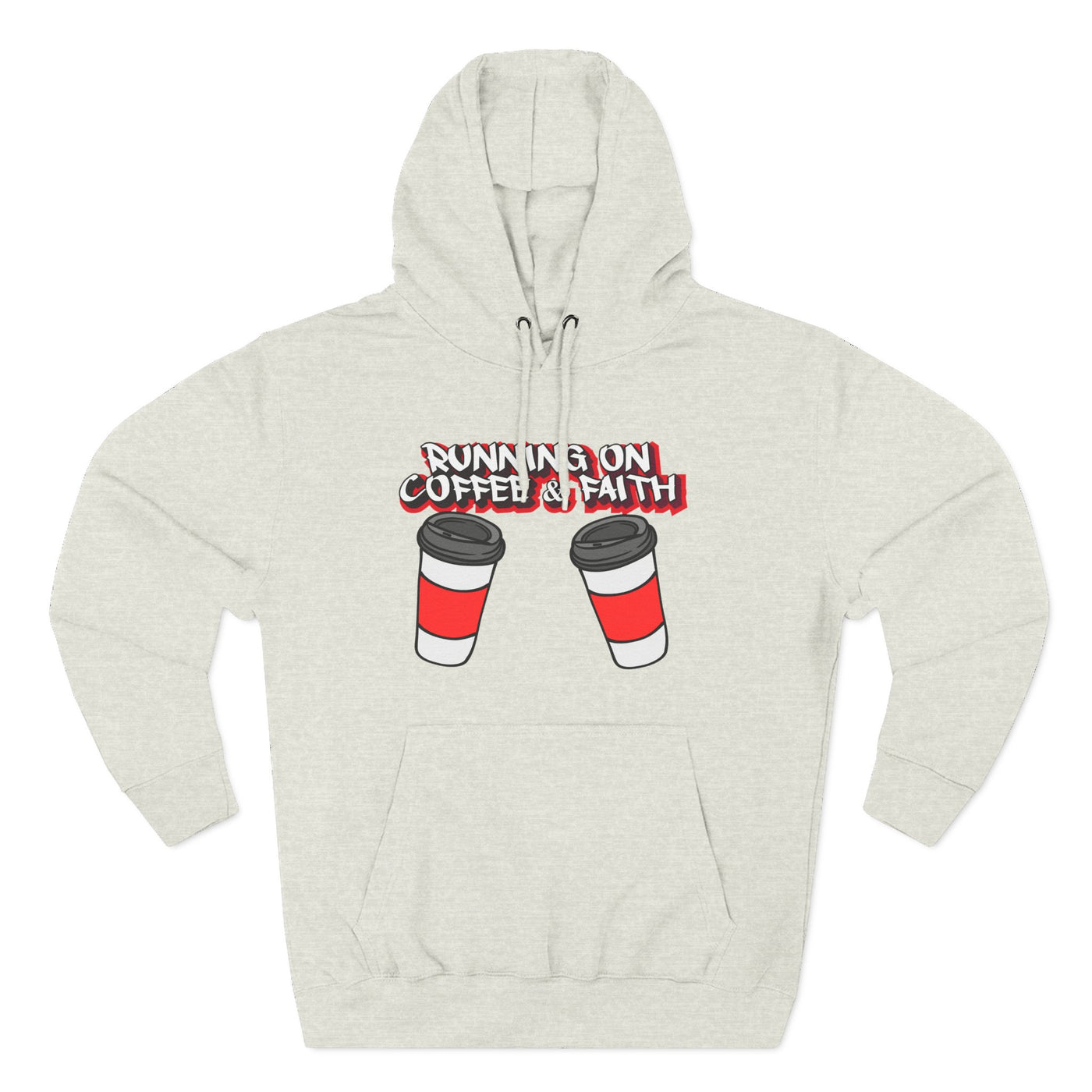 Running on Coffee & Faith Fleece Hoodie - Cozy Pullover for Coffee Lovers