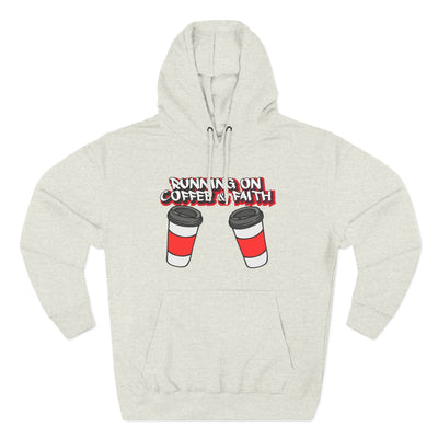 Running on Coffee & Faith Fleece Hoodie - Cozy Pullover for Coffee Lovers