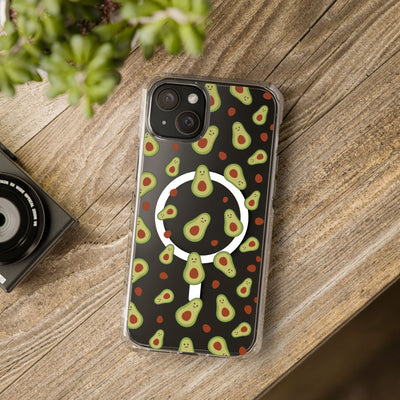 Playful Avocado Magnetic Clear Phone Case - Fun & Quirky Design