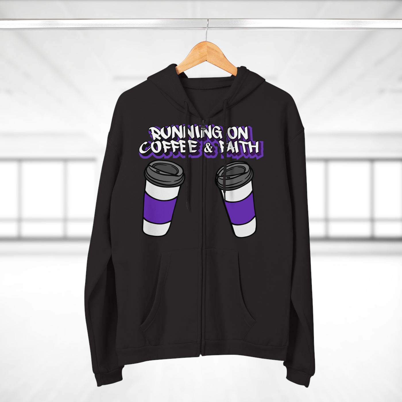 Running on Coffee & Faith Unisex Hooded Zip Sweatshirt