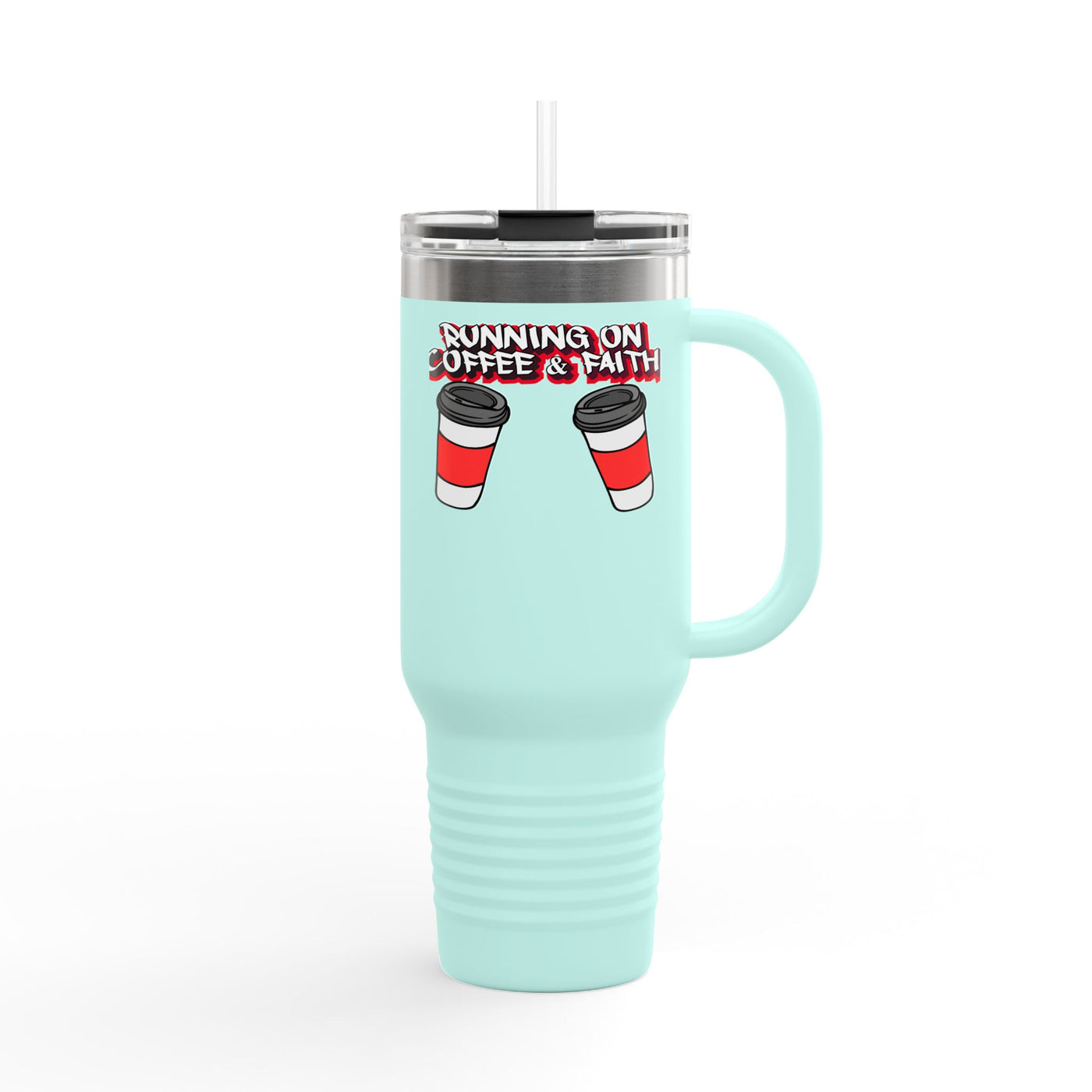 Running on Coffee & Faith Insulated Travel Mug - 40oz Coffee Lover's Companion