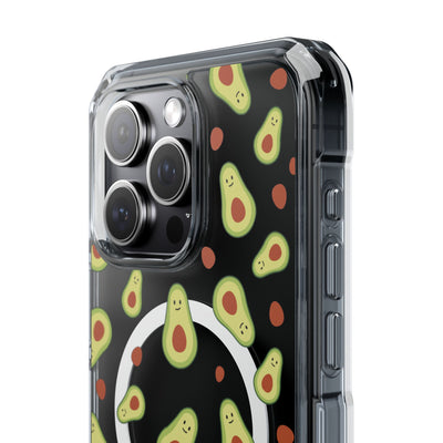 Playful Avocado Magnetic Clear Phone Case - Fun & Quirky Design