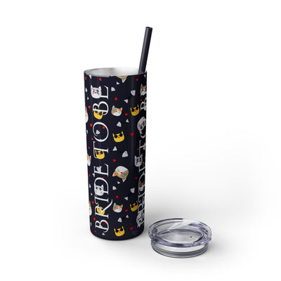 Cute Cat Skinny Tumbler with Straw - 20oz, Funny Drinkware, Pet Lover Gift, Birthday Present, Valentine's Day, Travel Mug