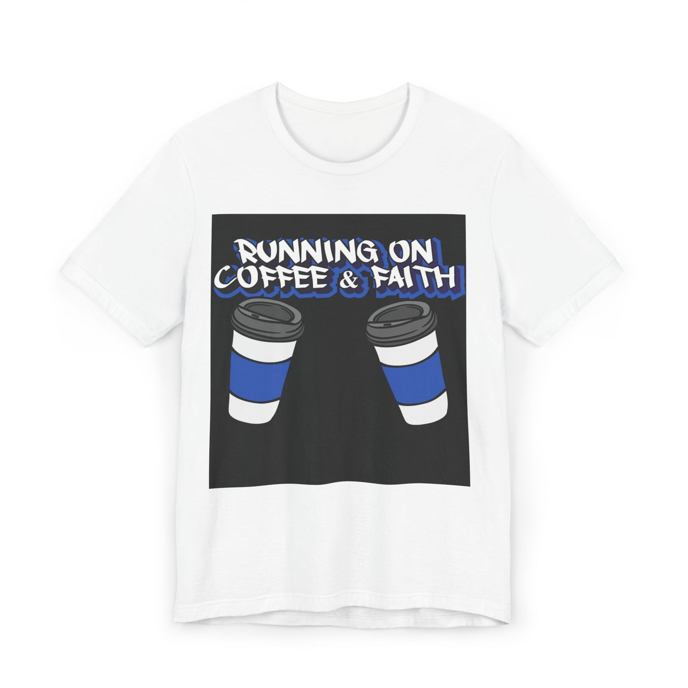 Running on Coffee & Faith Unisex Jersey T-Shirt - Perfect for Coffee Lovers & Faithful Souls