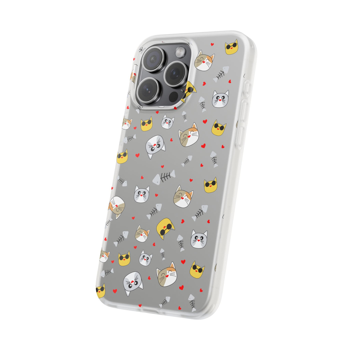 Cute Cat Flexi Phone Case - Adorable Kittens with Hearts and Sunglasses