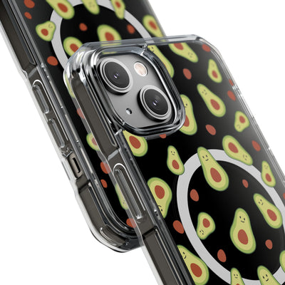Playful Avocado Magnetic Clear Phone Case - Fun & Quirky Design