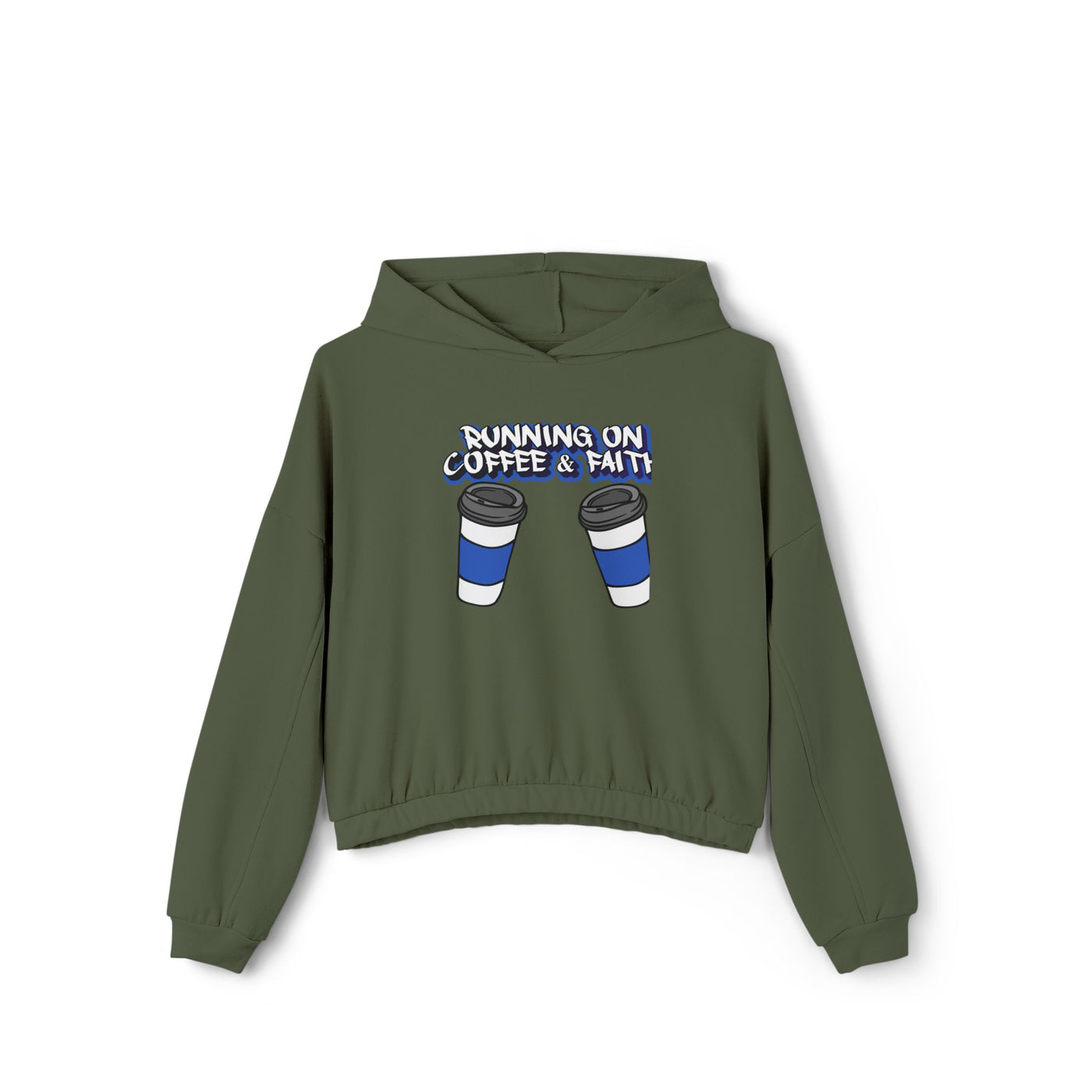 Running on Coffee & Faith Women's Hoodie - Cozy Cinched Bottom Sweatshirt