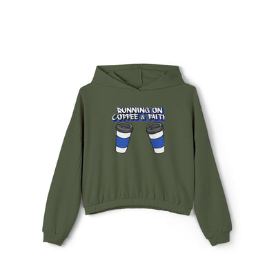 Running on Coffee & Faith Women's Hoodie - Cozy Cinched Bottom Sweatshirt