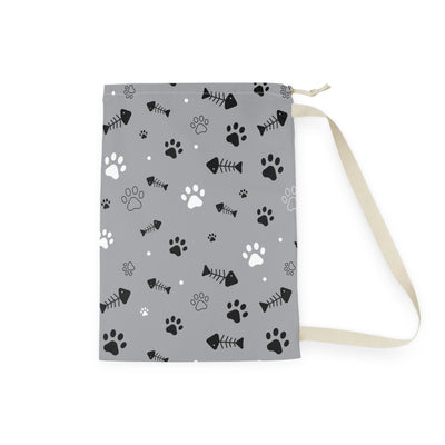 Pet-Themed Laundry Bag: Paws & Fish Design, Cute Laundry Bag, Dog Lover Gift, Cat Owner Accessory, Cozy Home Organizer