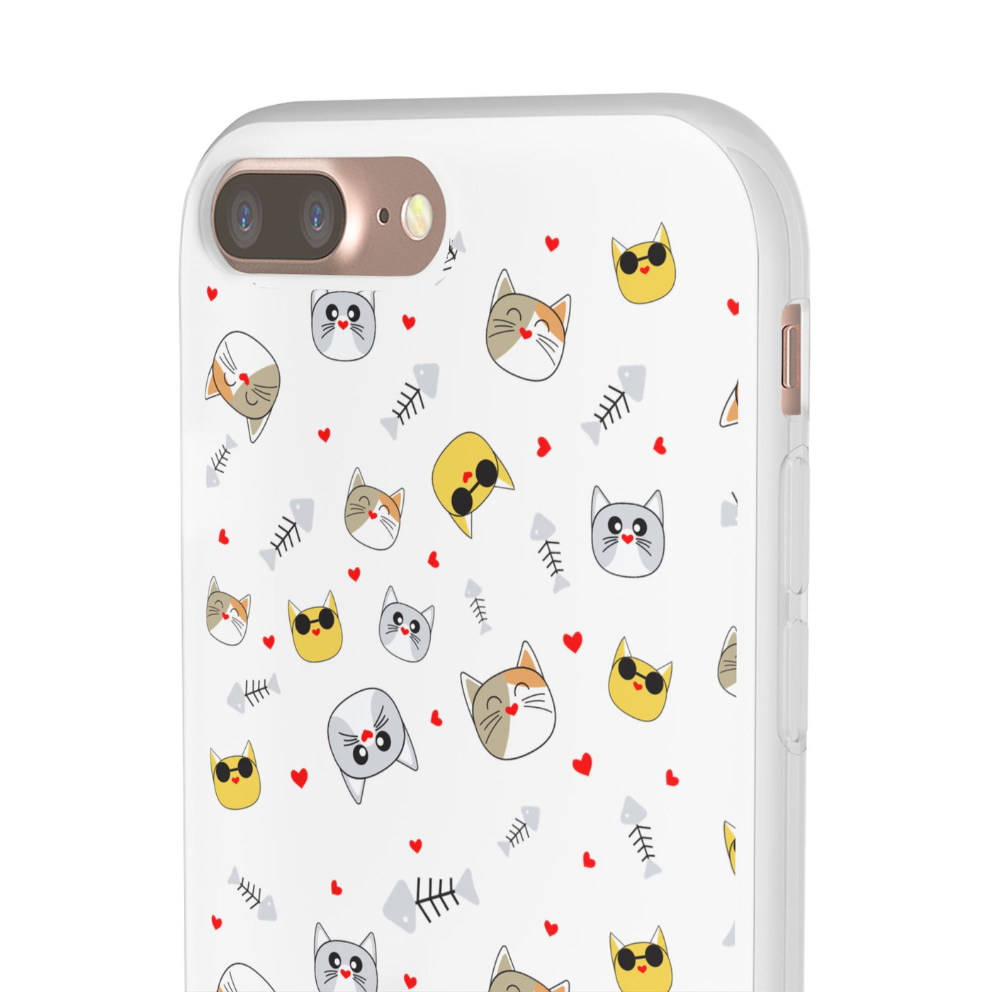 Cute Cat Flexi Phone Case - Adorable Kittens with Hearts and Sunglasses