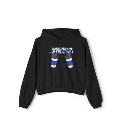 Running on Coffee & Faith Women's Hoodie - Cozy Cinched Bottom Sweatshirt