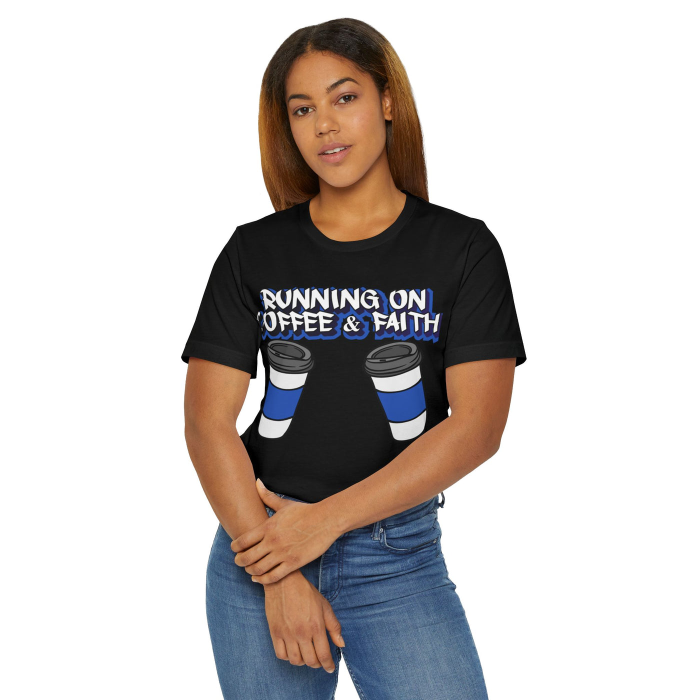 Running on Coffee & Faith Unisex T-Shirt - Perfect for Coffee Lovers and Faithful Souls