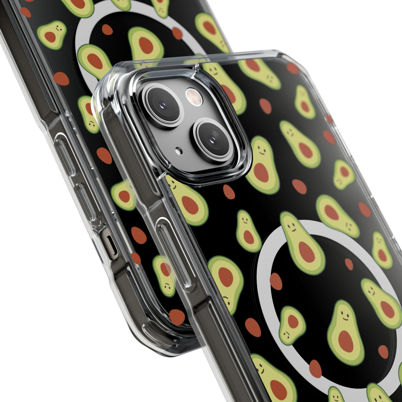 Playful Avocado Magnetic Clear Phone Case - Fun & Quirky Design