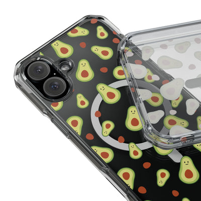 Playful Avocado Magnetic Clear Phone Case - Fun & Quirky Design