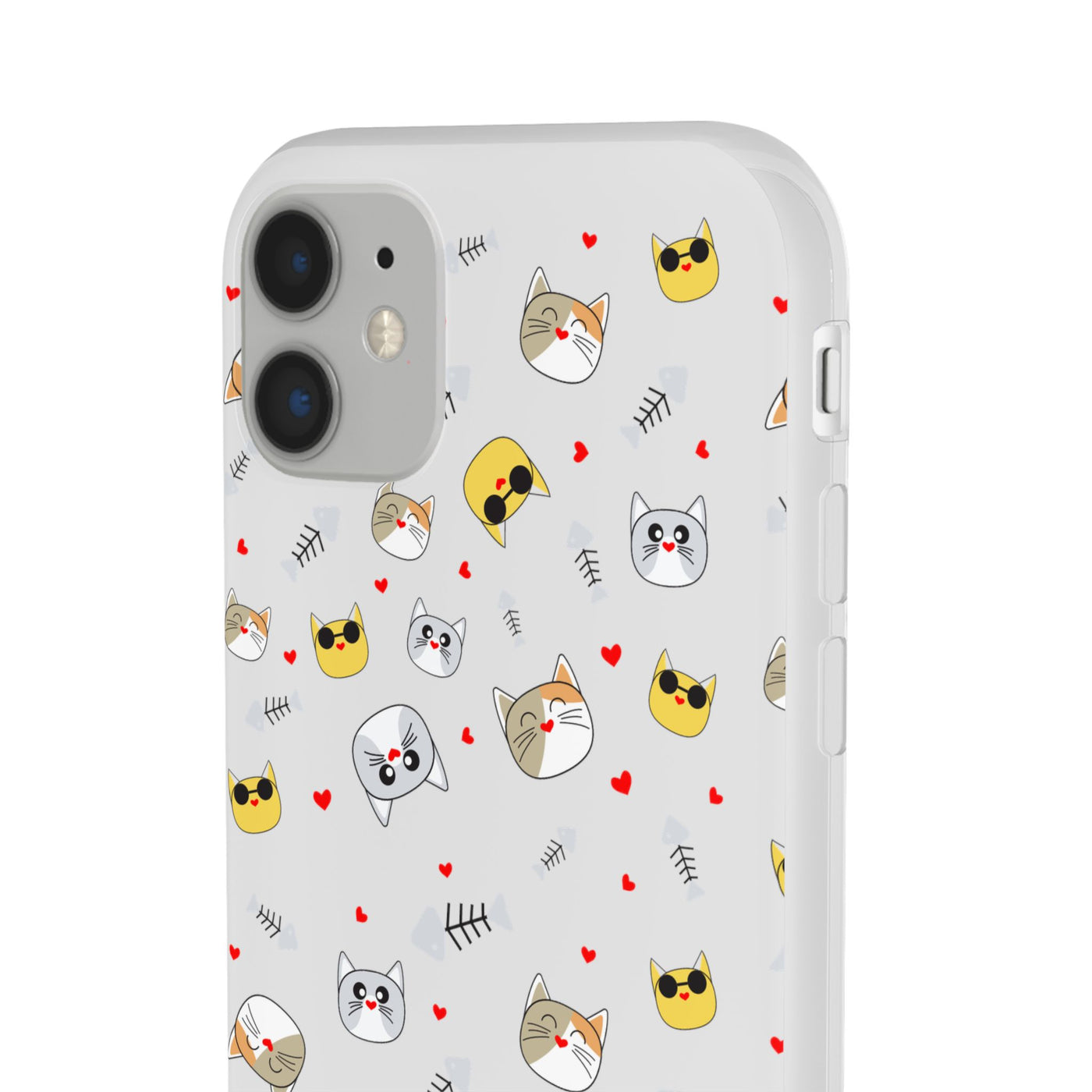 Cute Cat Flexi Phone Case - Adorable Kittens with Hearts and Sunglasses