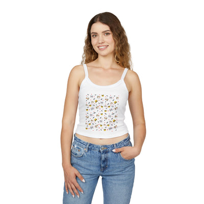 Cute Cat-Themed Women's Spaghetti Strap Tank Top - Fun and Playful Summer Wear