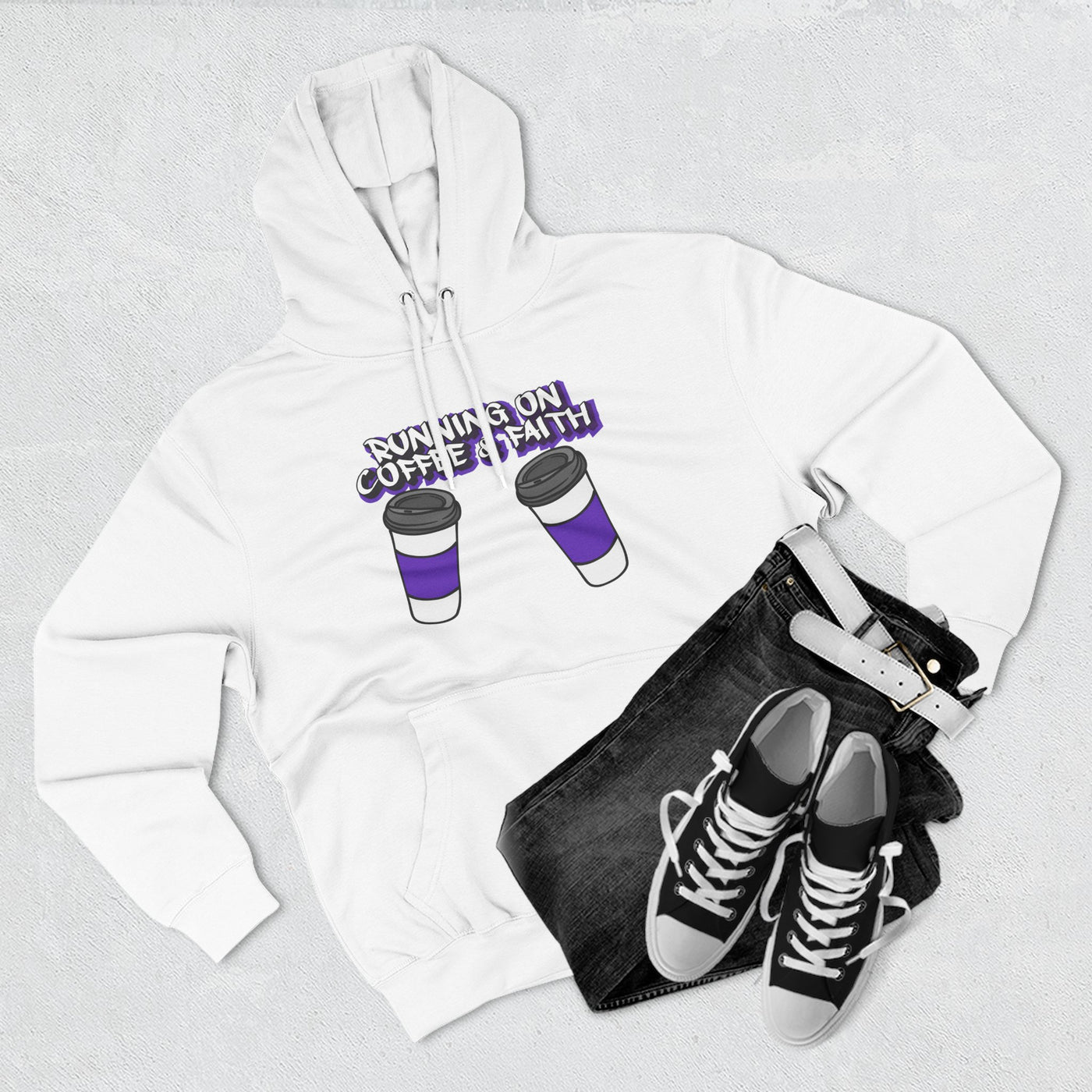 Coffee & Faith Fleece Hoodie, Cozy Sweatshirt, Gift for Coffee Lovers, Inspirational Hoodie, Casual Outfit for Fall