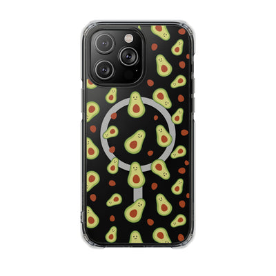 Playful Avocado Magnetic Clear Phone Case - Fun & Quirky Design