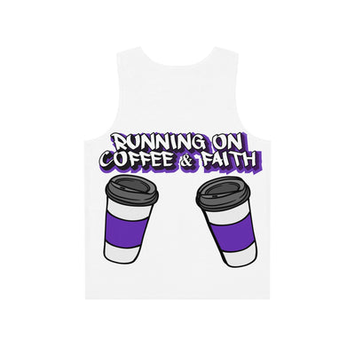 Running on Coffee & Faith Men's Tank Top - Perfect for Coffee Lovers